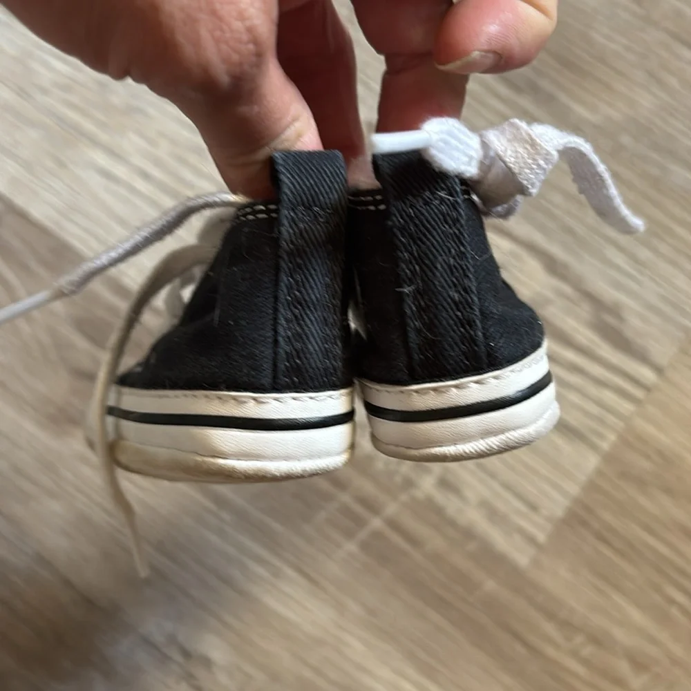 Black and White Baby Walker Sneakers with Canvas Design